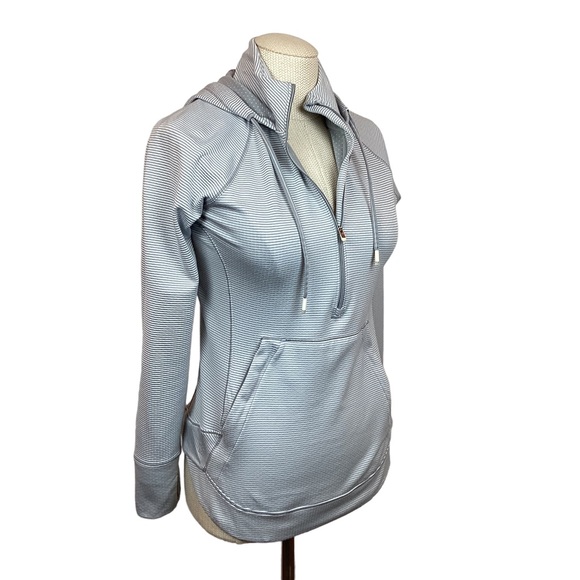 Athleta Heavenly Hail Hoodie Jacket 1/2 Zip Sweater Stripe - Picture 5 of 11